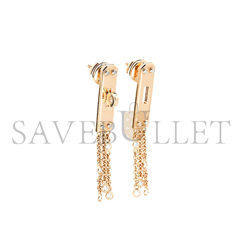 h**mes kelly gavroche Di*m*nds 18k rose gold earrings